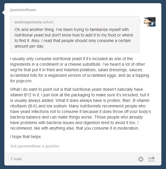 Tumblr Question- Nutritional Yeast